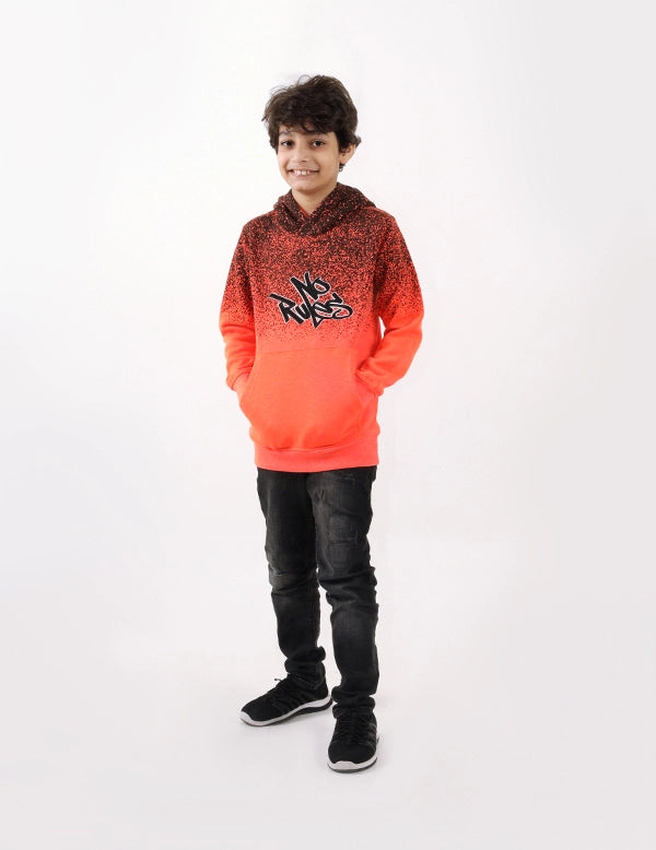 Kid's No Rules Kid's Embroidered Hoodie-Orange Black