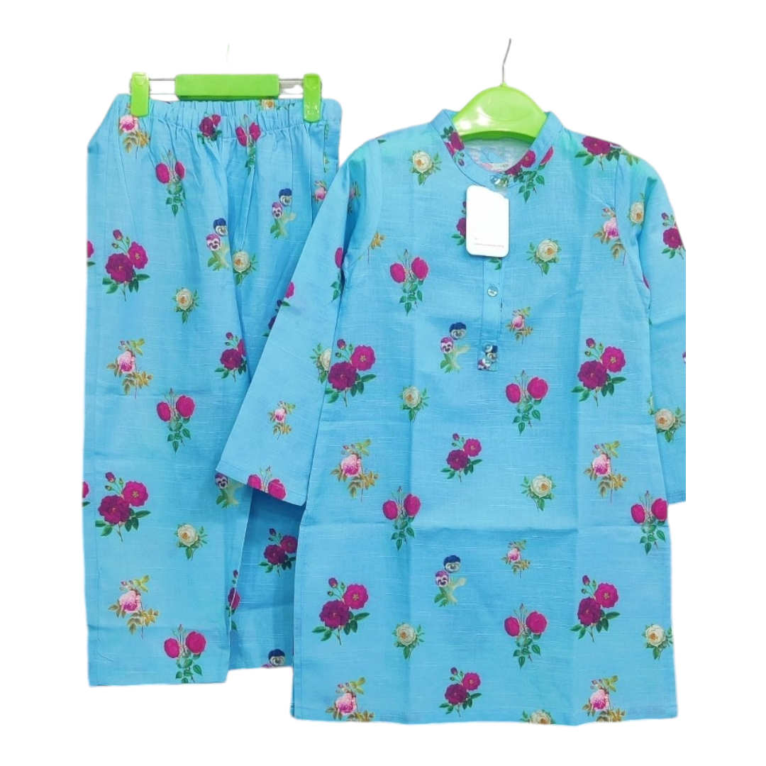 Girls Khadar Suit - Blue