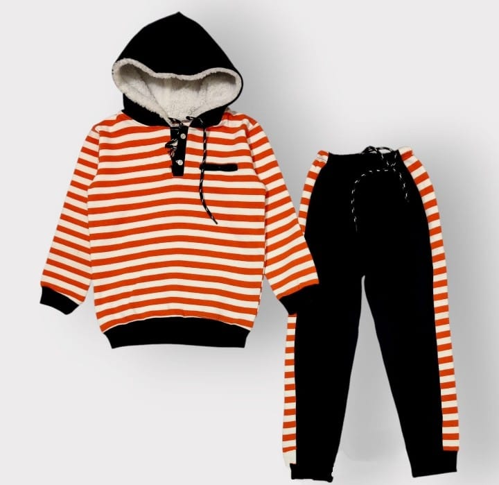 Boys Winter Striped Hoodie Suit